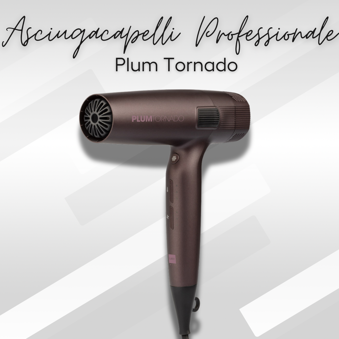 Plum Tornado – Asciugacapelli Professionale ad Alta Velocità e Tecnologia Ionica